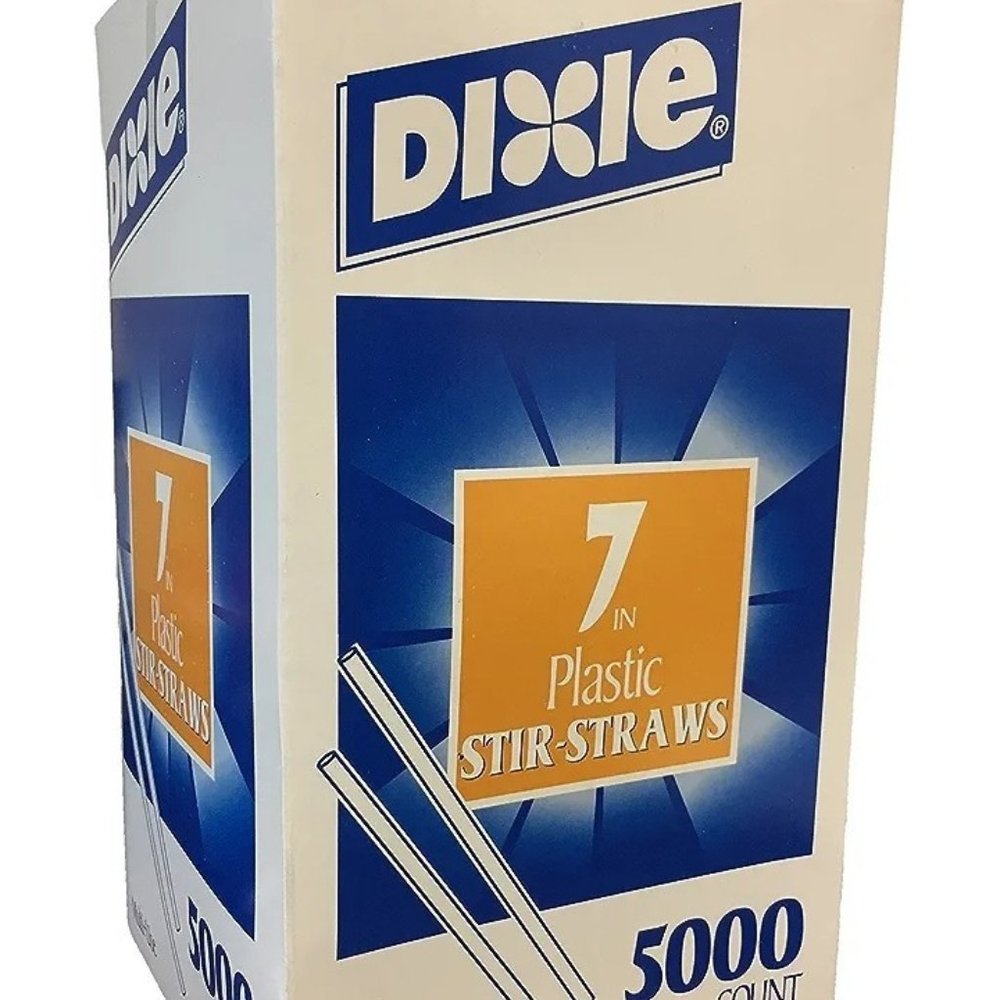 Dixie Multi-use, Unwrapped, Plastic Stir Straws, 7", 5000 count